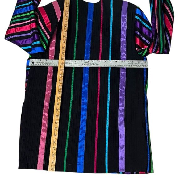TACHI CASTILLO Jacket Multicolor Ribbon Stripes Open Front Size Medium VINTAGE - Picture 8 of 14
